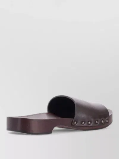 La Rose Leather Flat Sole Sandals Open Toe Studs In Multi