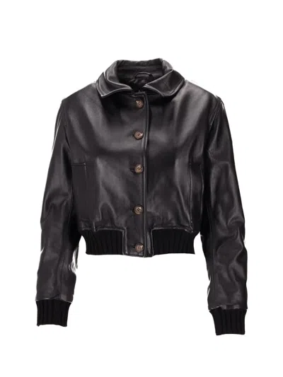 La Rose Leather Jacket Nappa In Black