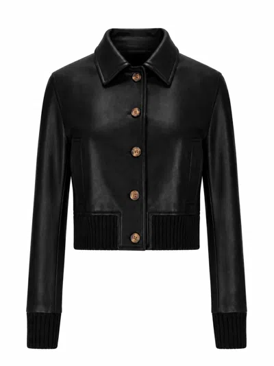 La Rose Leather Jacket Nappa In Black