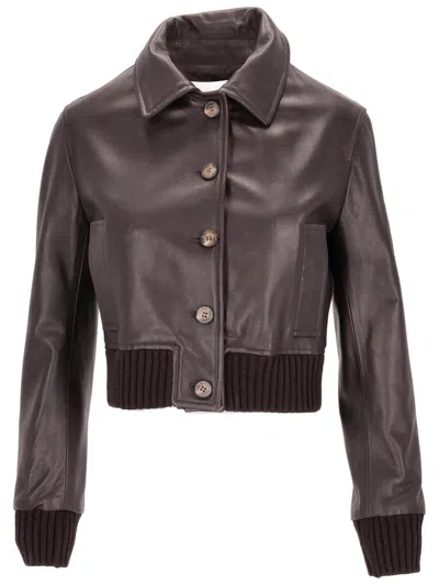 La Rose Leather Jacket Nappa In Testa Di Moro