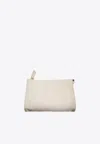 La Rose Leather Make-up Pouch In Cream