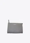 La Rose Leather Make-up Pouch In Gray