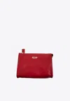 La Rose Leather Make-up Pouch In Red