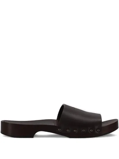 La Rose Leather Sandals In Brown