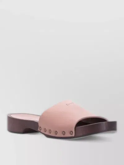 La Rose Leather Sandals Flat Sole Open Toe In Pink