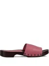 La Rose Leather Flat Sandals Open Toe Studs In Pink