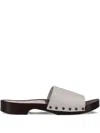 La Rose Leather Sandals In White
