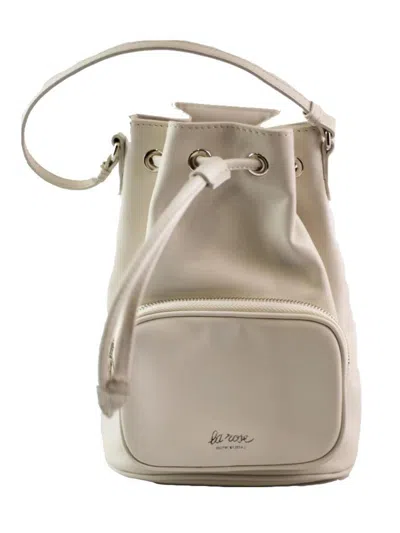 La Rose Leather Satchel Bag In Beige