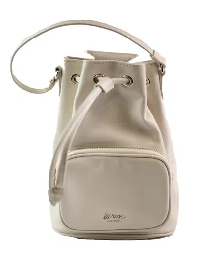 La Rose Leather Satchel Bag In Beige