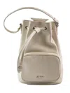 La Rose Zip Leather Bucket Bag In Beige