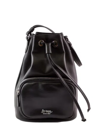 La Rose Leather Satchel Bag In Black