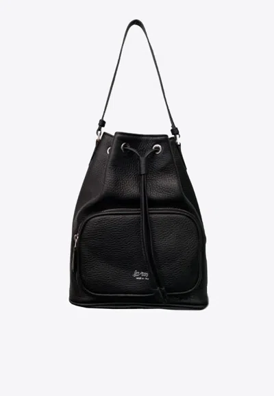 La Rose Leather Satchel Bag In Black