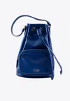 La Rose Zip Leather Bucket Bag In Blue