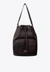 La Rose Drawstring Satchel Bucket Bag In Brown
