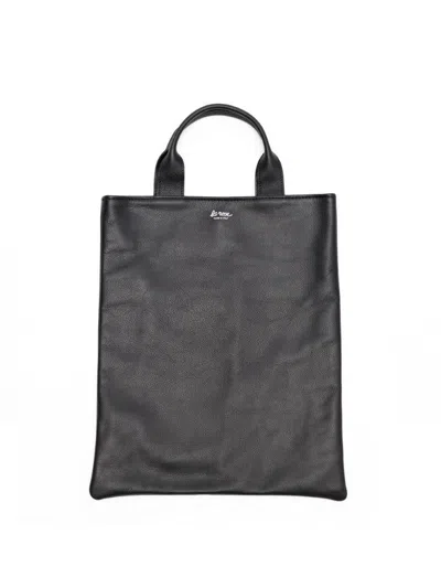La Rose Leather Shopping Bag Black