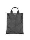 La Rose Leather Shopping Bag Black