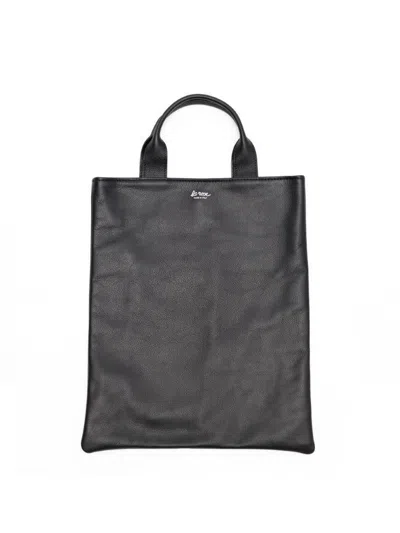La Rose Leather Shopping Bag Black