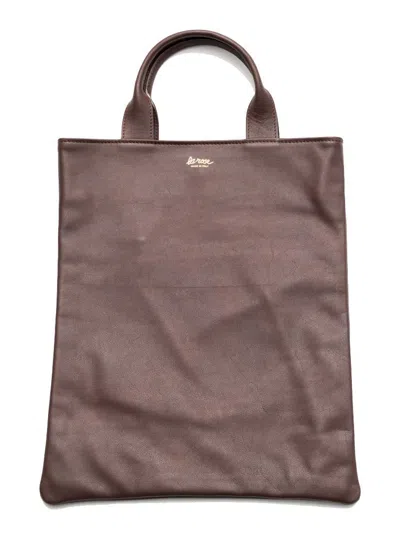 La Rose Leather Shopping Bag Dark Brown