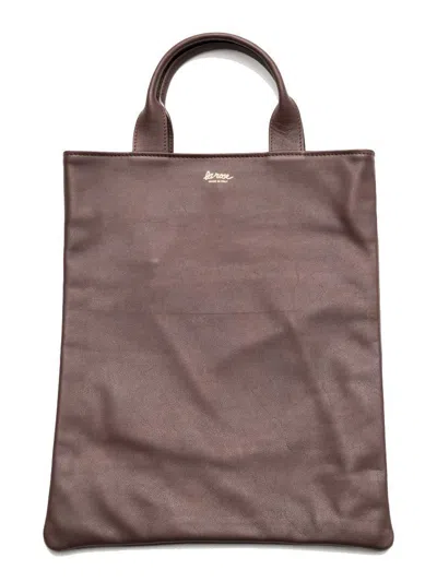 La Rose Leather Shopping Bag Dark Brown