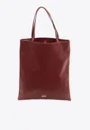 La Rose Leather Tote Bag In Burgundy
