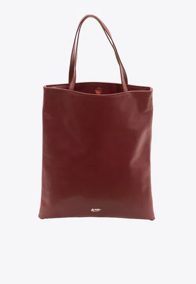 La Rose Leather Tote Bag In Burgundy