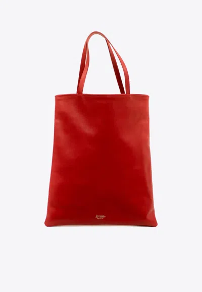 La Rose Leather Tote Bag In Red