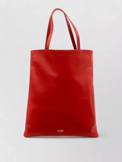 La Rose Leather Tote Bag Top Handles In Red