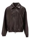 La Rose Leather Zip Jacket In Brown