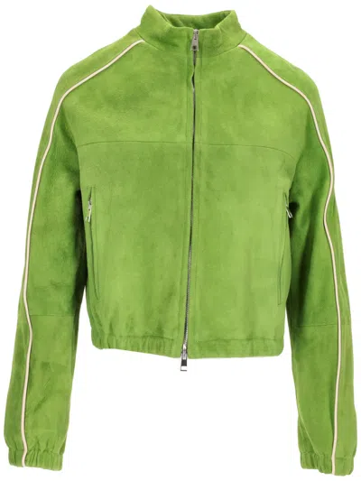 La Rose Light Green Suede Bomber
