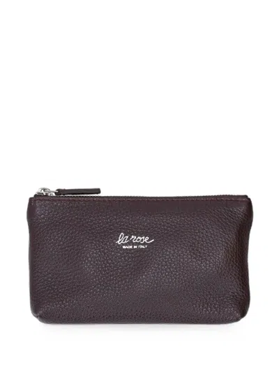 La Rose Logo-print Leather Purse In Brown
