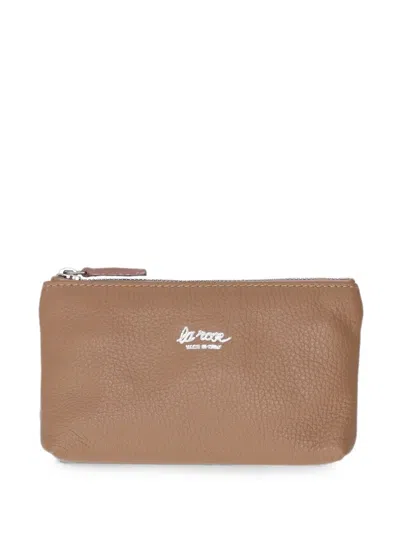 La Rose Logo-print Leather Purse In Brown
