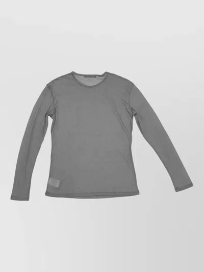 La Rose Long Sleeve Crew Neck Sheer Jersey Top In Gray