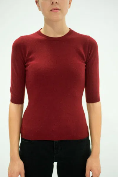 La Rose Three-quarter-sleeve Cashmere Sweater In Red