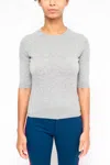 La Rose Grey Rownd Neck Sweater Top In Grey