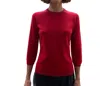 La Rose Three-quarter Sleeve Sweater In Red
