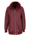 La Rose Bomber Lungo Mu In Pelle Montone Bordeaux In Maroon