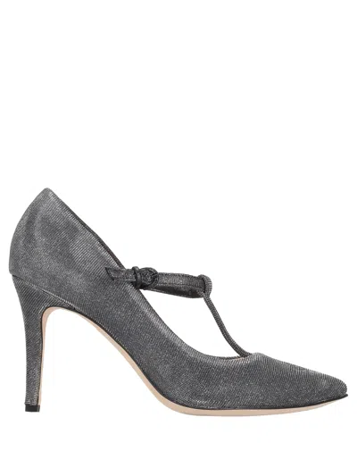 La Rose Medium Lurex Pointed Pumps In Gray
