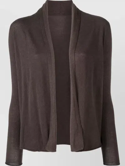 La Rose Merino Wool Loose-fit Cowl Neck Cardigan In Brown