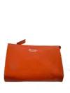 La Rose Minimal Leather Make-up Bag In Arancione