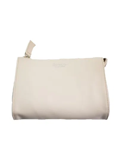 La Rose Minimal Leather Make-up Bag In Beige