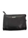 La Rose Minimal Leather Make-up Bag In Black