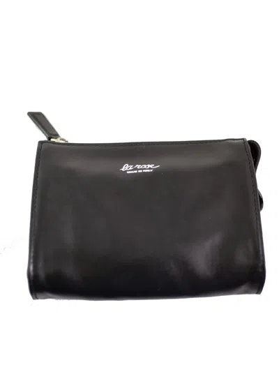 La Rose Minimal Leather Make Up Bag In Black