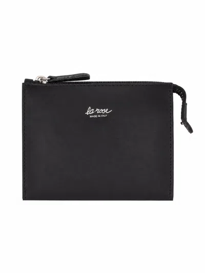 La Rose Minimal Leather Make Up Bag In Black