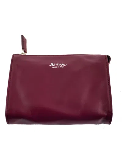 La Rose Minimal Leather Make Up Bag In Burgundy
