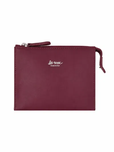 La Rose Minimal Leather Make Up Bag In Burgundy