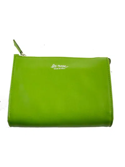 La Rose Minimal Leather Make-up Bag In Green