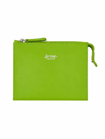 La Rose Minimal Leather Make Up Bag In Green