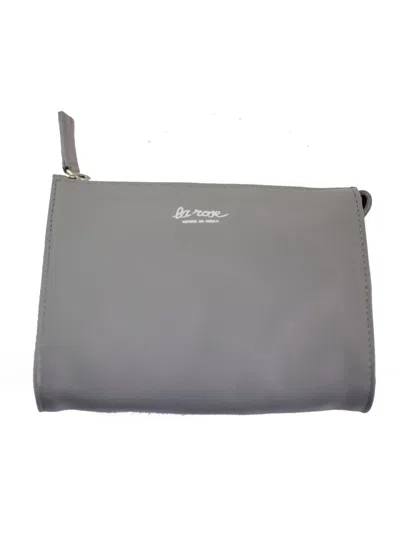 La Rose Minimal Leather Make-up Bag In Grey