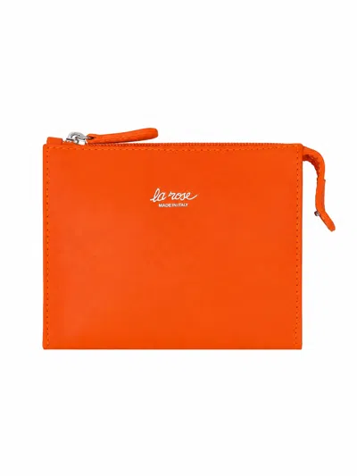 La Rose Minimal Leather Make Up Bag In Orange