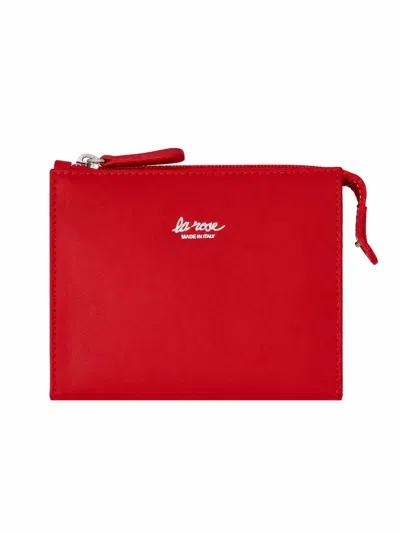 La Rose Minimal Leather Make Up Bag In Red